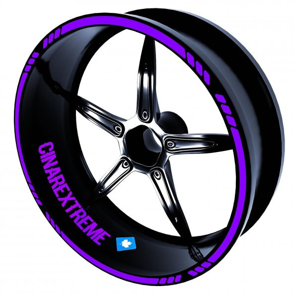 Moto Rider 4lü Sticker Seti Patlıcan Moru İç Dış Jant Şeridi Kask ve Çamurluk Çınar Extreme - 2