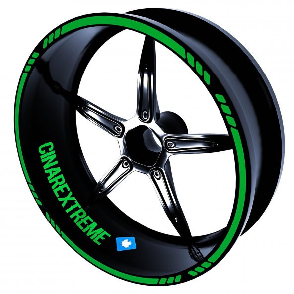 Moto Rider 4lü Sticker Seti Orman Yeşili İç Dış Jant Şeridi Kask ve Çamurluk Çınar Extreme - 2