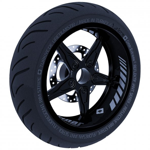 Moto Rider 4lü Sticker Seti Taş Grisi İç Dış Jant Şeridi Kask ve Çamurluk Çınar Extreme - 3