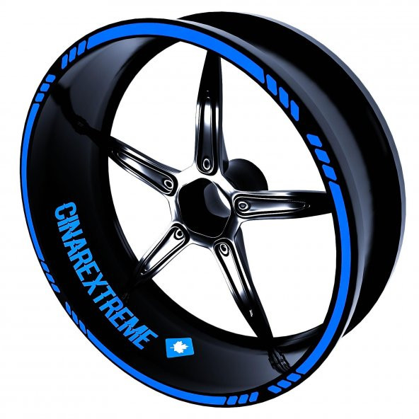 Moto Rider 4lü Sticker Seti Azur Mavi İç Dış Jant Şeridi Kask ve Çamurluk Çınar Extreme - 2