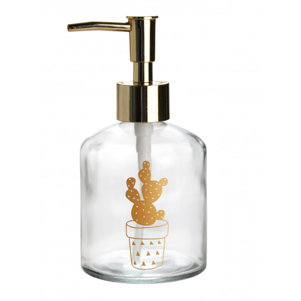 KTBD0111-PD CAM SIVI SABUNLUK ALTIN İŞLEMELİ,KAKTÜS 2 DESEN 300ML 7,6X15,5CM