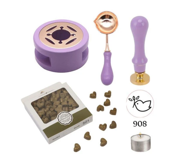 Davetiye Mum Mühürü Uygulama Seti Lavanta Renk 908 Barış Güvercini ürün görseli