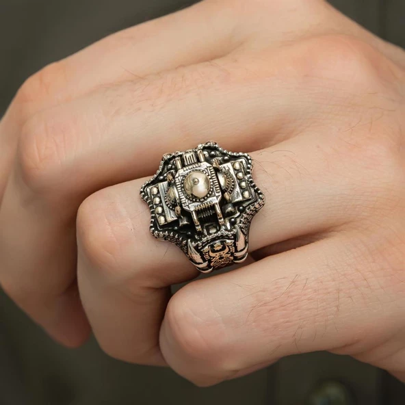 Ayasofya Cami Kebir Motifli 925 Gümüş Erkek Yüzük - Resim 7