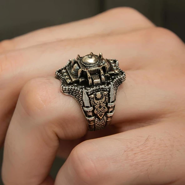 Ayasofya Cami Kebir Motifli 925 Gümüş Erkek Yüzük - Resim 3