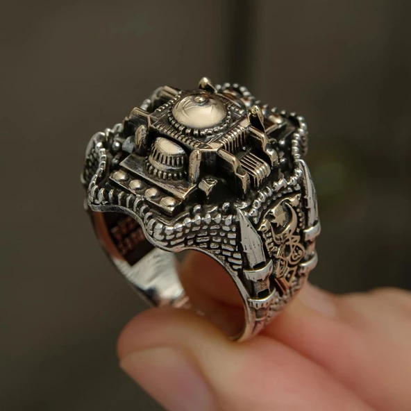 Ayasofya Cami Kebir Motifli 925 Gümüş Erkek Yüzük - Resim 8