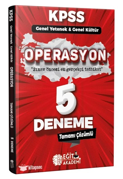 KPSS Genel Yetenek Genel Kültür Operasyon 5+1 Deneme Tamamı Video Çözümlü Mehmet Eğit Yayınları