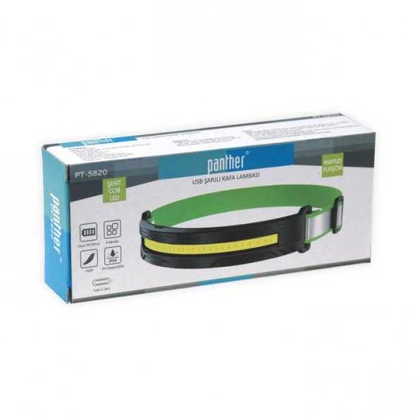 Panther 800 Lümen USB Şarjlı COB LED Kafa Lambası PT-5820 - 4