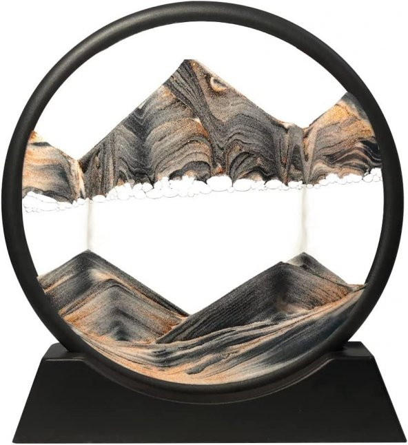 Hareketli Kum Sanatı Resim Sandscapes Yuvarlak Cam 3D Derin Deniz Kumu
