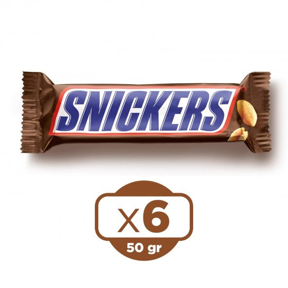 Snickers 50 gr Yer Fıstıklı Çikolata 6 lı