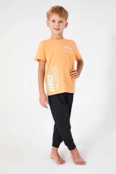 Roly Poly 3041 Garson Venice Beach Erkek Çocuk Kısa Kol Pijama Takım - 2