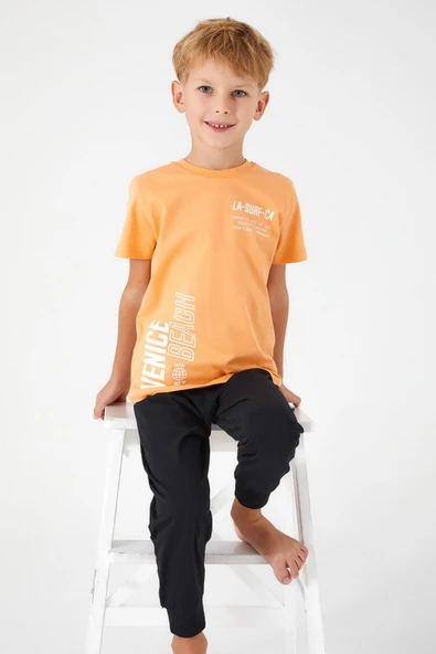 Roly Poly 3041 Garson Venice Beach Erkek Çocuk Kısa Kol Pijama Takım - 4