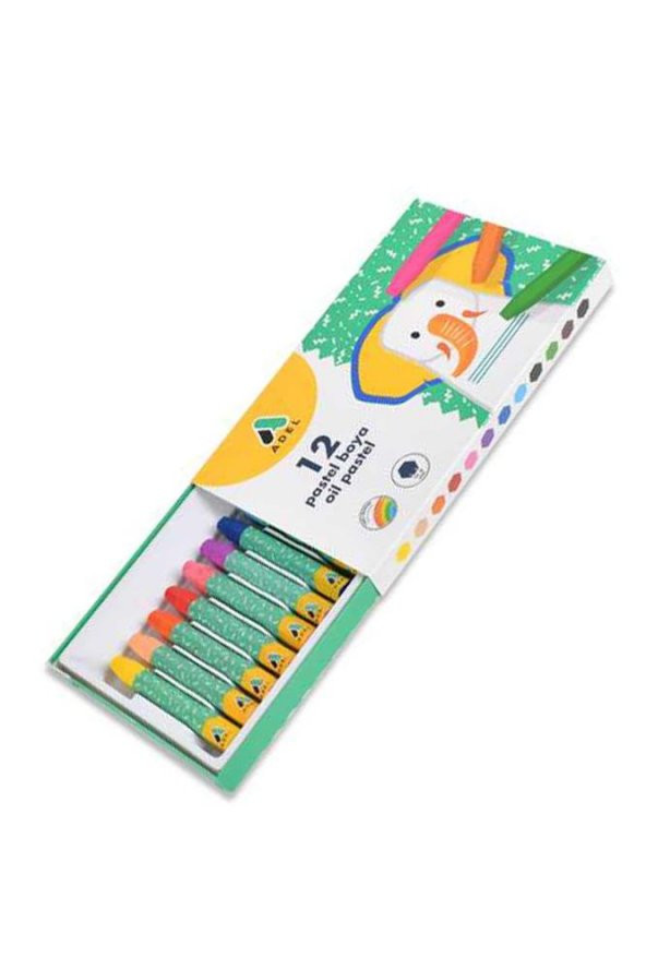 12 Renk Pastel Boya 1 Paket 12 Li Yağlı Pastel Boya Karton Kutu Adel Pastel - 2