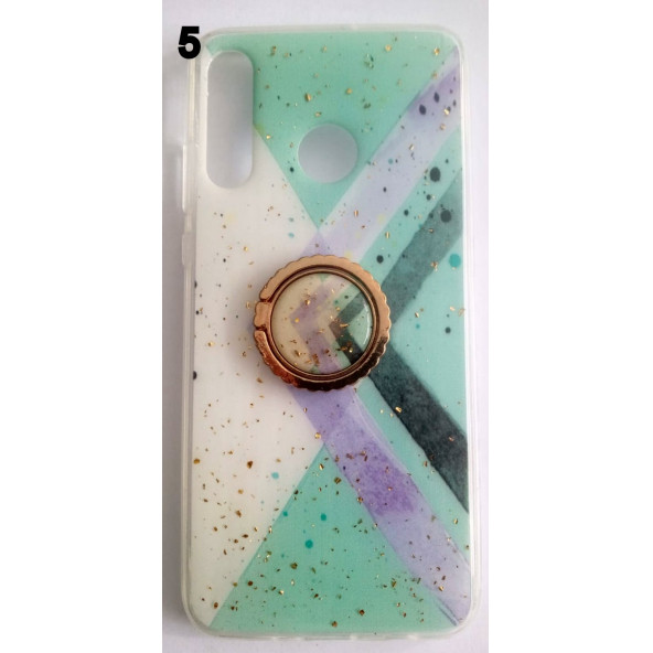 Huawei P30 Lite Yüzüklü Simli Lüks Kılıf - 5