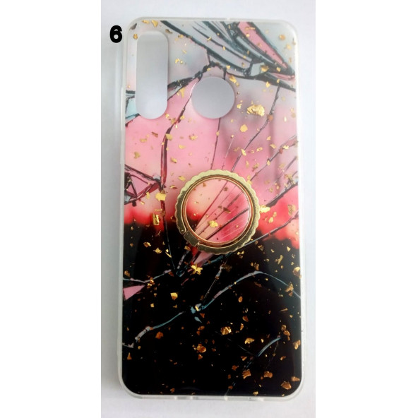 Huawei P30 Lite Yüzüklü Simli Lüks Kılıf - 6