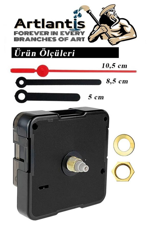 Duvar Saat Mekanizması 1 Adet 10 mm Şaft Sessiz Saat Motoru Akrep Yelkovan Okul Deney Saat Yapım - 5