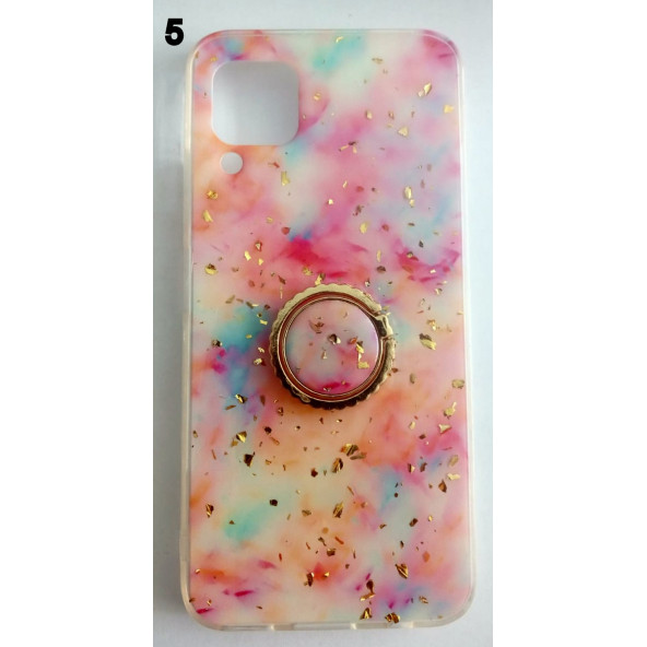 Huawei P40 Lite Yüzüklü Simli Lüks Kılıf - 5
