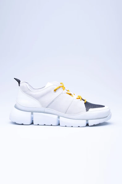 Kalın Taban Üstten Sarı Bağcıklı File Detaylı Erkek Casual Ayakkabı - 4