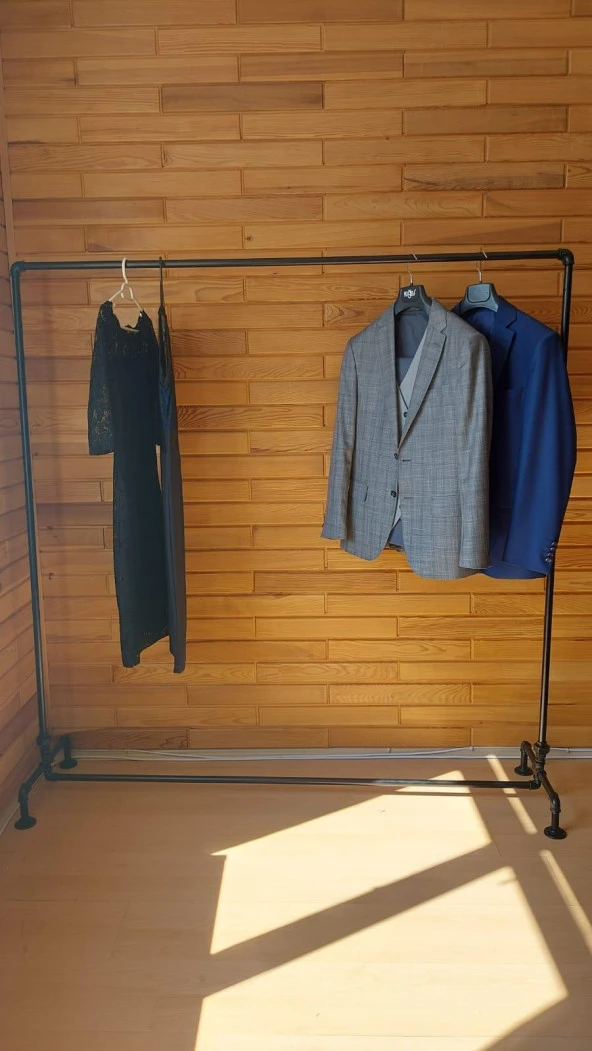 150*150 cm Endüstriyel Vintage Borulardan Rustik Mağaza Dekor Elbise Askısı Rustik Askılık - 4