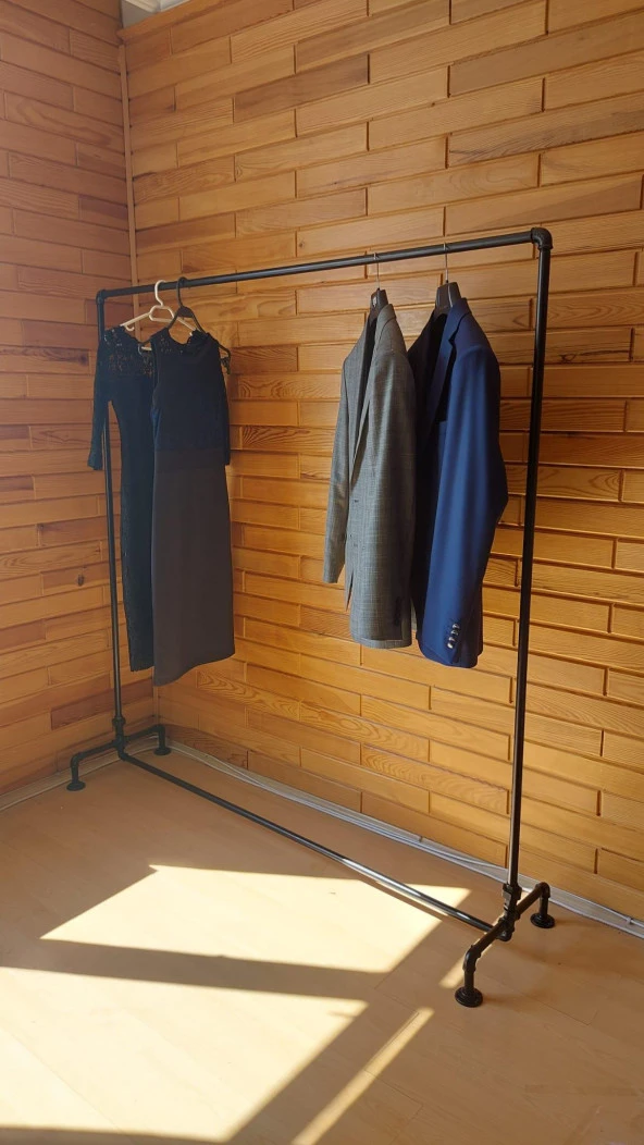 150*150 cm Endüstriyel Vintage Borulardan Rustik Mağaza Dekor Elbise Askısı Rustik Askılık - 5