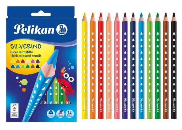 Pelikan Silverino Jumbo Üçgen Kuru Boya Kalemi 12li Kutu ürün görseli 1