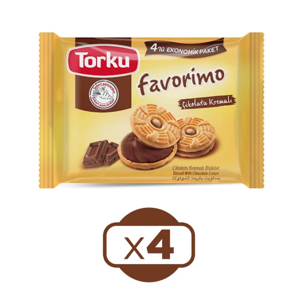 Torku Favorimo 4 lü Çikolata Kremalı Bisküvi x 4 Paket