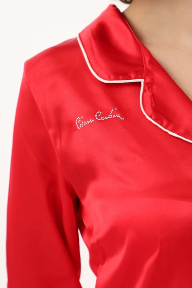 Pierre Cardin Kadın Biyeli Saten Pijama Takımı - 8