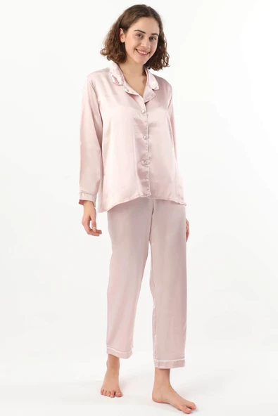 Pierre Cardin Kadın Biyeli Saten Pijama Takımı - 8