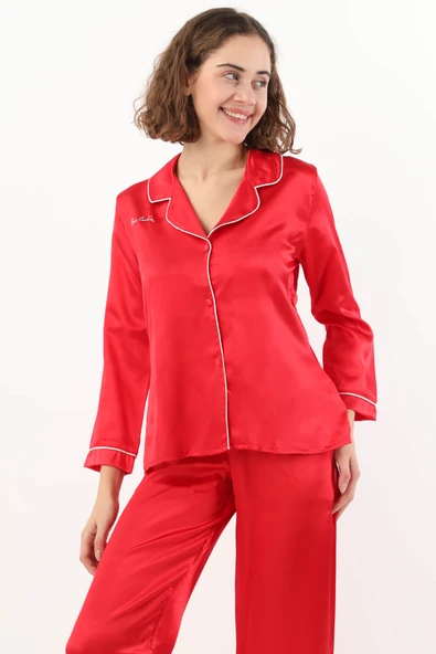 Pierre Cardin Kadın Biyeli Saten Pijama Takımı