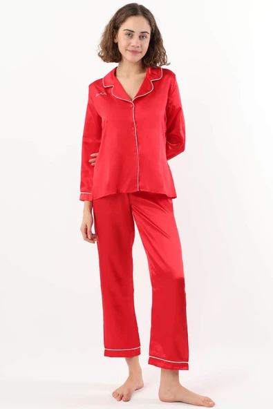 Pierre Cardin Kadın Biyeli Saten Pijama Takımı - 4