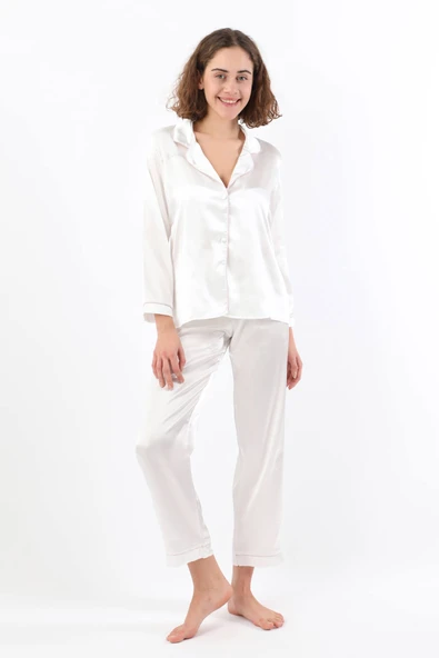 Pierre Cardin Kadın Biyeli Saten Pijama Takımı - 10