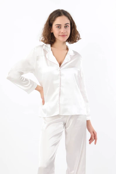 Pierre Cardin Kadın Biyeli Saten Pijama Takımı - 9