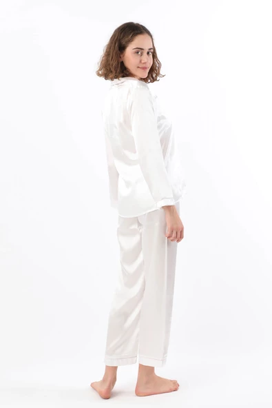 Pierre Cardin Kadın Biyeli Saten Pijama Takımı - 7