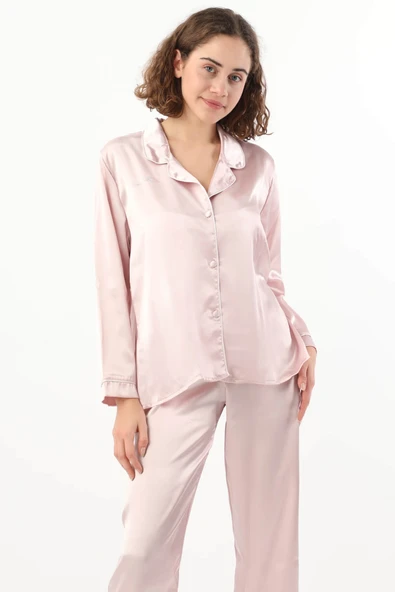 Pierre Cardin Kadın Biyeli Saten Pijama Takımı - 11