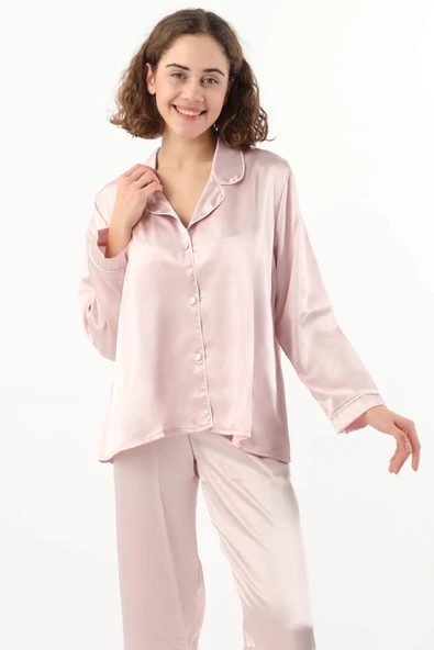 Pierre Cardin Kadın Biyeli Saten Pijama Takımı - 6