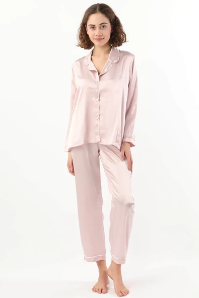 Pierre Cardin Kadın Biyeli Saten Pijama Takımı - 10