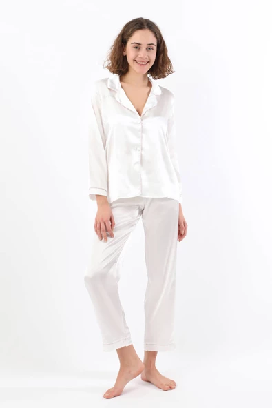 Pierre Cardin Kadın Biyeli Saten Pijama Takımı - 3