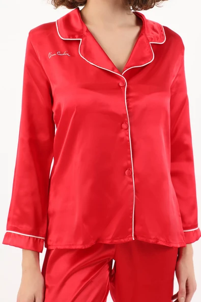 Pierre Cardin Kadın Biyeli Saten Pijama Takımı - 7