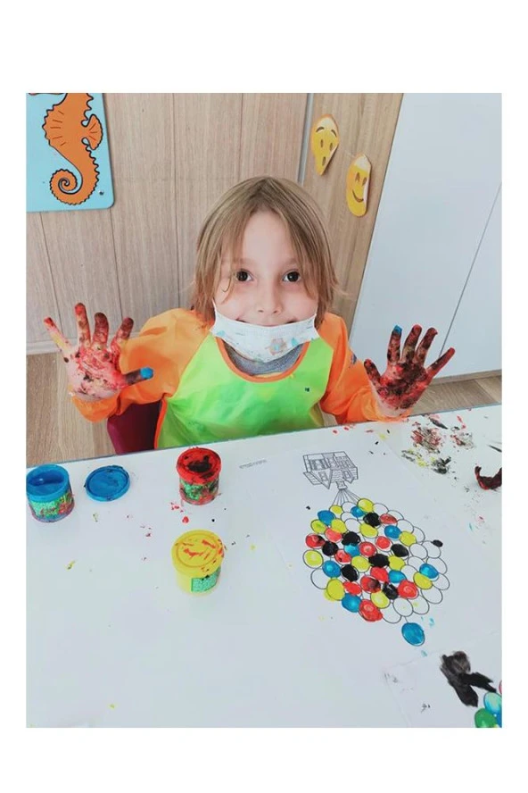 Parmak Boyası 250 Gr 10 Adet Çocuklar İçin Yıkanabilir Parrmak Boya Okul Hobi Kreş Etkinlik Kırmızı Sarı Mavi Yeşil - 5