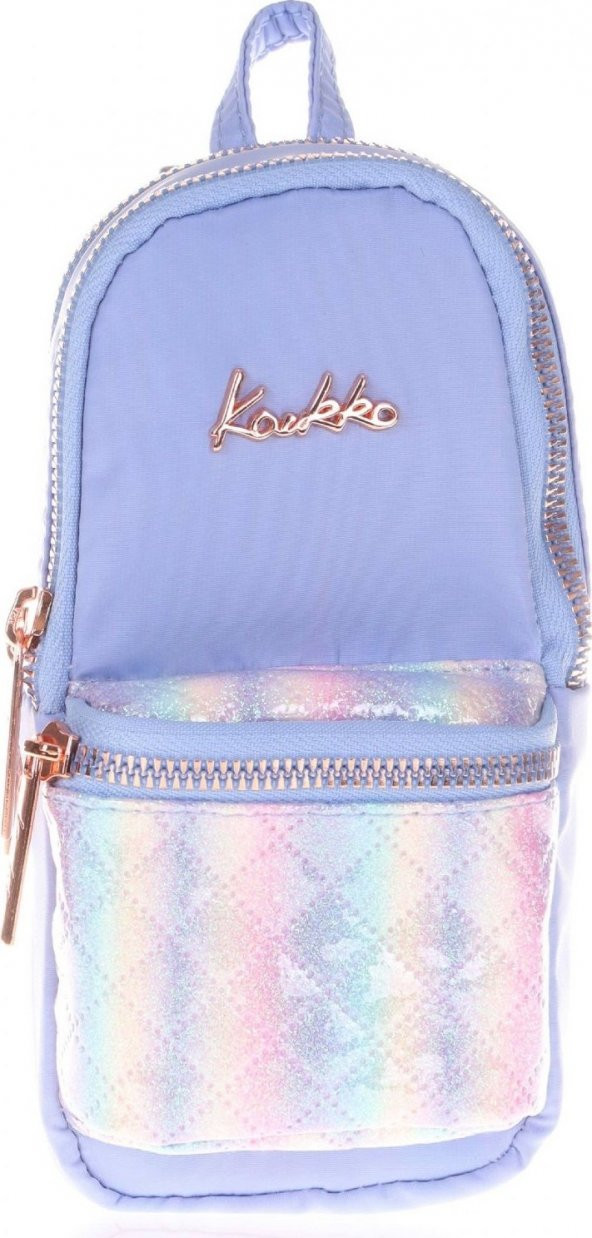 Kaukko Bright Üç Gözlü Kız Çocuk Kalem Çantası - Kapitone Floral Mavi - Resim 2