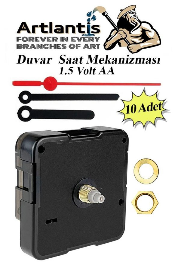 Duvar Saat Mekanizması 10 Adet 10 mm Şaft Sessiz Saat Motoru Akrep Yelkovan Okul Deney Saat Yapım