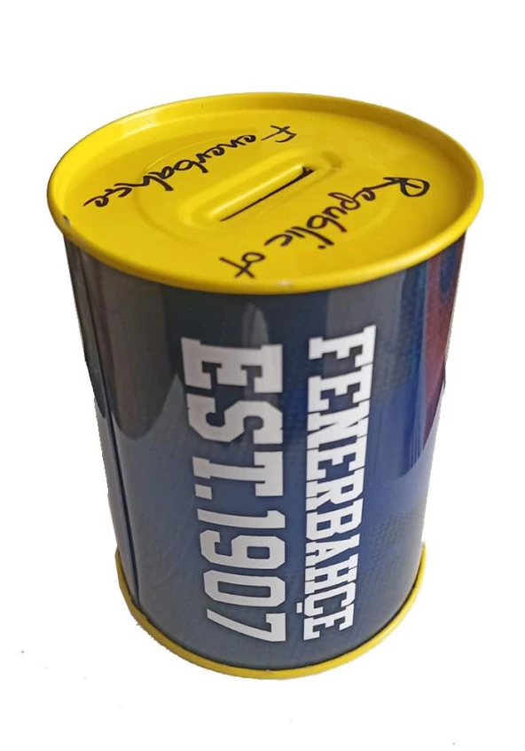 Fenerbahçe Metal Kumbara Orta Boy Orjinal Lisanslı 1 Adet FB Kumbara Taraftar Kumbara Sarı Kanarya 12x9 cm - 2