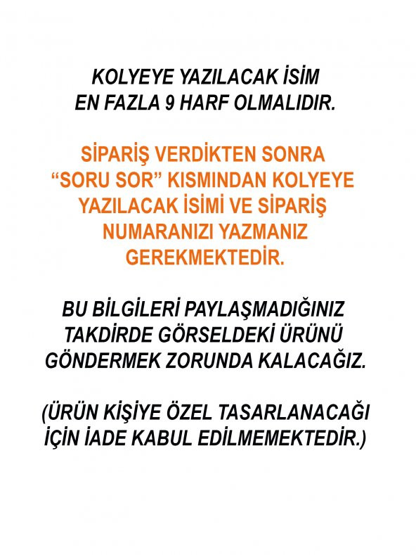 Kişiye Özel İsim Yazılı Gümüş Renkli Bijuteri 45cm Zincirli Kolye - 3