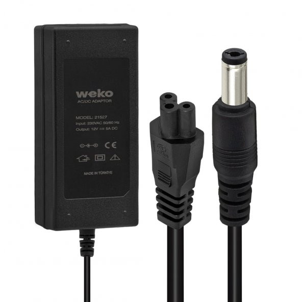 Ayt Weko 12 Volt 5 Amper 5.5 2.5 Uçlu Yerli Üretim Plastik Kasa Masaüstü Adaptör - 3