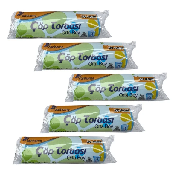 Canhome Mavi Orta Boy 55x60 Cm. 30 Litre Çöp Torbası Poşeti - 20 Adetlik 5 Rulo ürün görseli 1