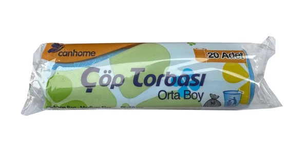 Canhome Mavi Orta Boy 55x60 Cm. 30 Litre Çöp Torbası Poşeti - 20 Adetlik 5 Rulo - Resim 3