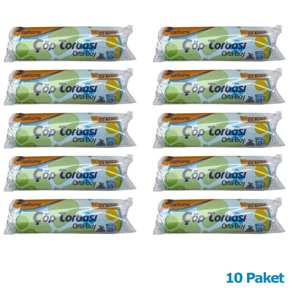 Canhome Mavi Orta Boy 55x60 Cm. 30 Litre Çöp Torbası Poşeti - 20 Adetlik 10 Rulo - 2