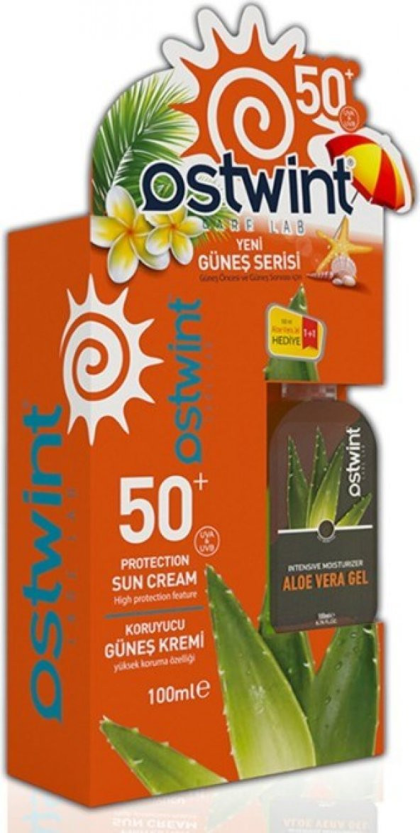 Ostwint Spf 50+ Güneş Kremi 100 ml E Vitaminli + Aloe Vera Jel 100 ml