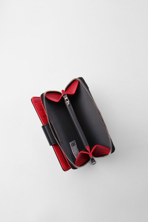 CENGİZ PAKEL Kadın Orta Boy Cüzdan 65256M Siyah-Kırmızı - 3