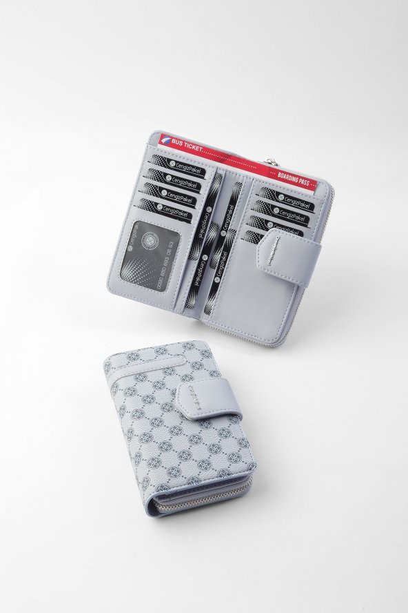 CENGİZ PAKEL Monogram Kadın Orta Boy Cüzdan 65256MP Buz Mavi