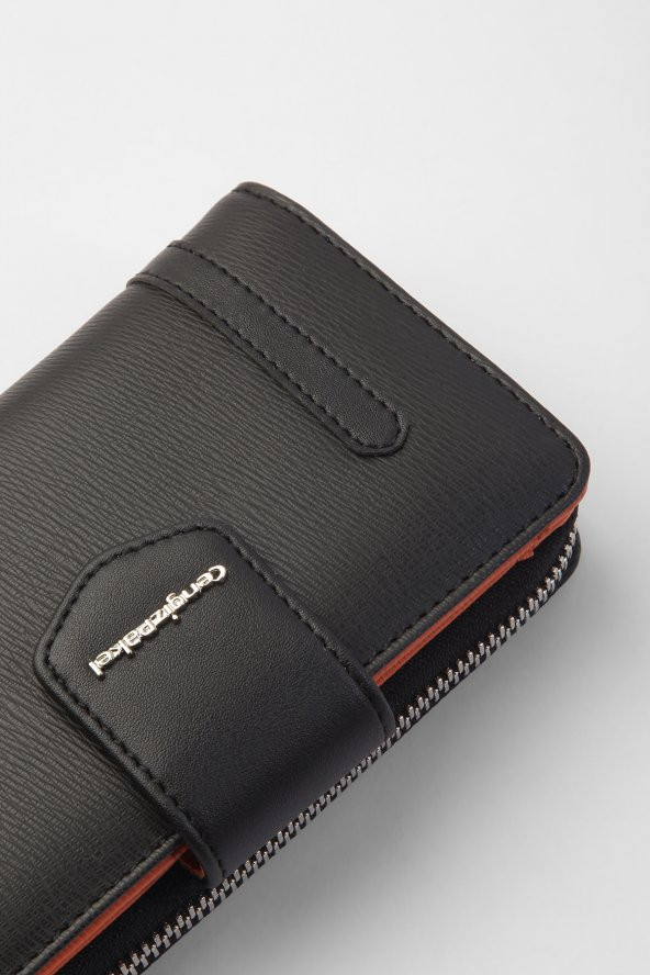 CENGİZ PAKEL Kadın Orta Boy Cüzdan 65256M Siyah-Kiremit - 3